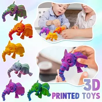 3D-печатная подвижная игрушка-слон, слон с подвижными суставами, 3D-печатная игрушка-слон, украшение, снятие стресса, подвижный слон One Size красный