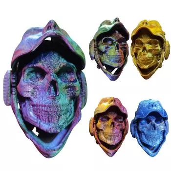 3D-печатная подвижная маска рыцаря в маске скелета человека орнамент One Size армия зеленый