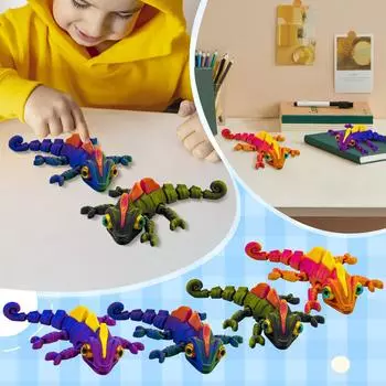 3D-печатная разноцветная рептилия с имитацией глаз, подвижные глазные яблоки, настольная игрушка-украшение One Size армия зеленый