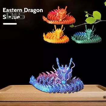 3D-печатная шарнирная фигурка дракона с подвижными суставами, китайская фигурка Лунга, игрушка, украшение, украшение для детей и взрослых, коллекция подарков 30cm синий