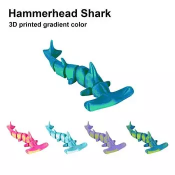 3D-печатная шарнирная игрушка-молот-акула, креативная игрушка, декоративная шарнирная модель животного для взрослых и детей One Size