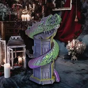 3D-печатная спиральная игрушка-лунг, спиральная башня, китайская фигурка дракона, статуэтка, скульптура, домашний офис, книжная полка, украшение для рабочего стола, орнамент фиолетовый