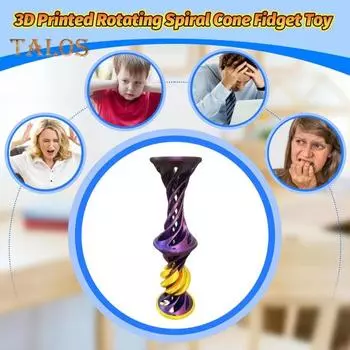 3D-печатная спиральная игрушка с запускающимся шаром, невозможная пирамида, сквозная скульптура, вихревая нить, иллюзия, снятие стресса, дети, взрослые, мини-спираль фиолетовый