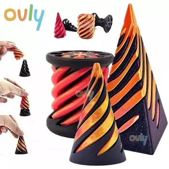 3D-печатная спиральная конусная игрушка, невозможная пирамида, сквозная скульптура, сквозная пирамида, игрушка-фиджет, мини-вихревая нить, иллюзия
