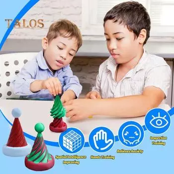 3D-печатная спиральная конусная игрушка, невозможная рождественская елка, сквозная скульптура, вихревая нить, иллюзия, снятие стресса, для детей и взрослых, мини-спиральная шапка Санты красный