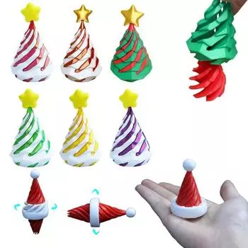 3D-печатная спиральная конусная игрушка, невозможная рождественская елка, сквозная скульптура, вихревая нить, иллюзия, снятие стресса, мини-спиральная игрушка-фиджет для дерева E