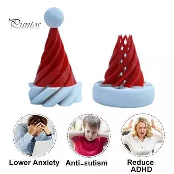 3D-печатная спиральная конусная игрушка, невозможная рождественская елка, сквозная скульптура, вихревая нить, иллюзия, снятие стресса, для детей и взрослых, мини-спиральная шапка Санты красный