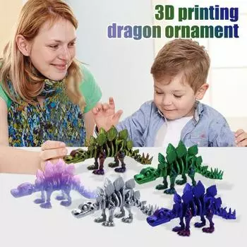 3D-печатная статуэтка динозавра, украшение стегозавра с гибкими суставами, фигурка динозавра, реквизит для фотографий, украшение рабочего стола