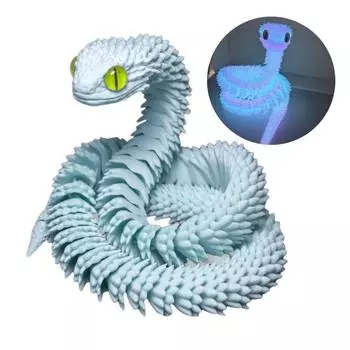 3D-печатная светящаяся фигурка змеи с подвижными суставами, фигурка змеи, шарнирная модель животного, игрушка для домашнего офиса, книжной полки, украшения рабочего стола, орнамент 30cm