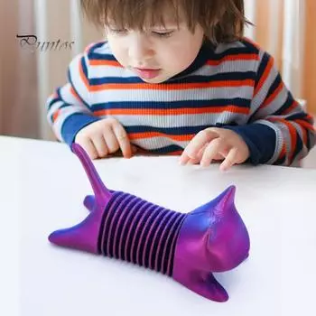 3D-печатная весенняя фигурка кота, лежащая статуэтка котенка, скульптура для снятия стресса, беспокойства, игрушка-фиджет из PLA-пластика для животных, украшение для рабочего стола жёлтый