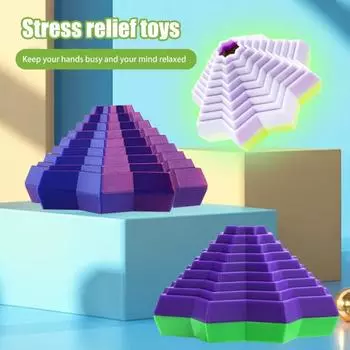 3D-печатная выдвижная башня Fidget, снятие стресса, пальчиковая телескопическая башня для детей и взрослых, складная восьмиугольная звезда, сенсорная игрушка B