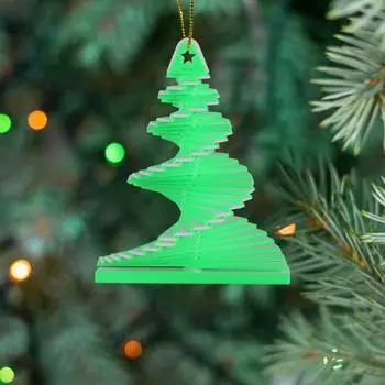 3D-печатная зеленая вращающаяся новогодняя елочная игрушка, рождественское украшение для дома One Size