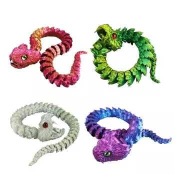 3D-печатная змея, кусающая палец, подвижные суставы, игрушки для взрослых и детей One Size синий