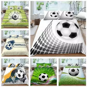 3D печатное футбольное постельное белье, пододеяльник, наволочка, полноразмерный комплект двуспальной кровати, 2/3 шт. ткани из микрофибры, мягкое украшение для дома Baby 100x135cm