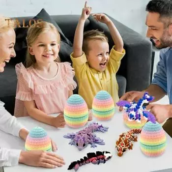 3D-печатное яйцо дракона, красочное яйцо с драконом внутри, шарнирная фигурка дракона, гибкая игрушка-фиджет для детей, наполнители для пасхальной корзины коричневый