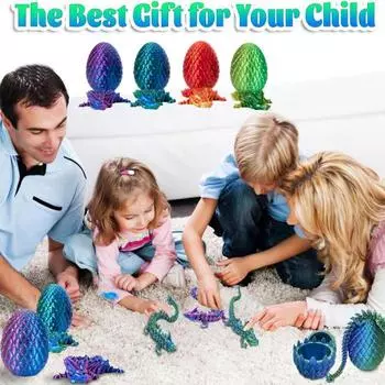 3D-печатное яйцо мини-дракона, шарнирная игрушка-дракон, внутри яйца, пасхальная корзина, наполнители, коллекционный гибкий дракон, подарок для детей и подростков 22cm