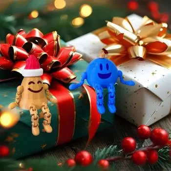 3D-печатное рождественское украшение, съемная подарочная коробка, снеговик, елочное украшение с подвижной частью C