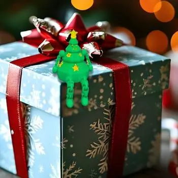 3D-печатное рождественское украшение, съемная подарочная коробка, снеговик, елочное украшение с подвижными соединениями, настольное украшение со светом внутри для гостиной B