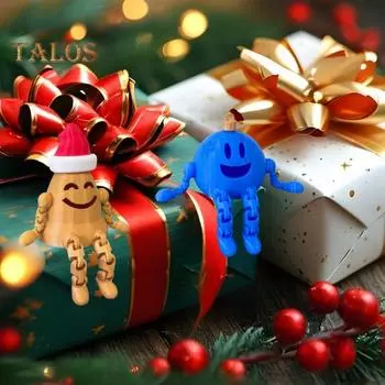 3D-печатное рождественское украшение, съемная подарочная коробка, снеговик, елочное украшение с подвижными соединениями, настольное украшение со светом внутри для гостиной E