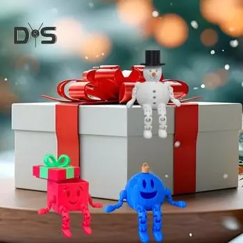 3D-печатное рождественское украшение, съемная подарочная коробка, снеговик, елочное украшение с подвижными соединениями, настольное украшение со светом внутри для гостиной D