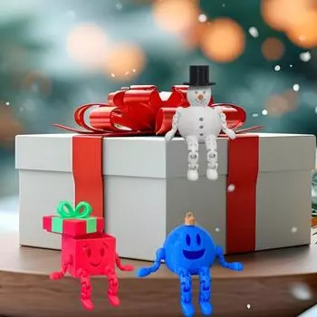 3D-печатное рождественское украшение, съемная подарочная коробка, снеговик, елочное украшение с подвижными соединениями, настольное украшение со светом внутри для жизни D