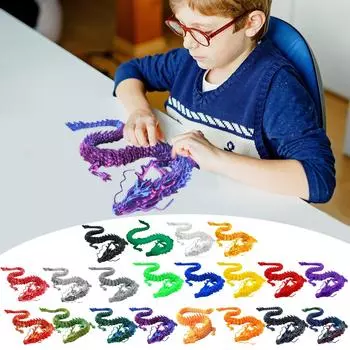 3D-печатные фигурки драконов, гибкие шарнирные драконы, вращающиеся суставы, модель дракона One Size