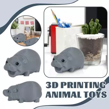 3D-печатные игрушки-бегемоты, украшения в виде бегемотов, 3D-печатные украшения в виде бегемотов, снятие стресса, подвижный бегемот