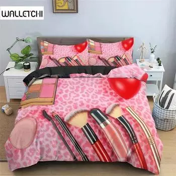 3D-печатные модные женские косметические комплекты постельного белья изысканный комплект постельного белья пододеяльник комплект стеганого одеяла роскошный подарок на день рождения 135x200cm 2pcs