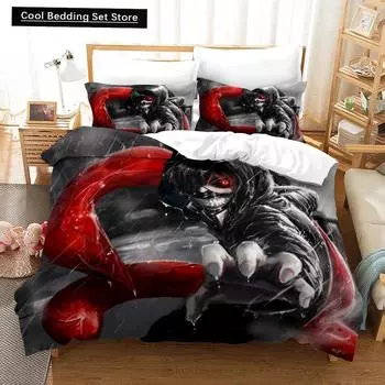 3D-печатные мультфильмы Tokyo Ghoul Kaneki Ken Комплект постельного белья Пододеяльник Двухместный Твин Полный Queen King Взрослый Дети Постельное белье Пододеяльник EU single(135x200cm)