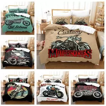 3D-печатные постельные принадлежности с изображением мотоцикла в индустриальном стиле для мальчиков, пододеяльники и наволочки 2/3 шт., односпальная двуспальная кровать, домашний текстиль, подарки Baby 100x135cm