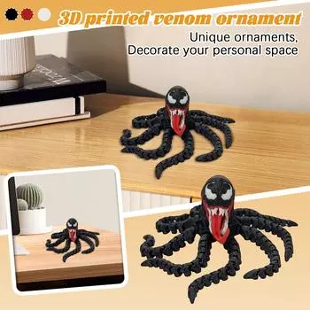 3D-печатные ядовитые осьминоги, игрушки-осьминоги с подвижными суставами, украшения для аквариума, пародийные фигурки One Size