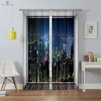 3D-печатные шторы для городских зданий, современные и простые шторы, затемнение и теплоизоляция, высокое качество, 2 шт. W100xH130(CM) folio&Rod pocket