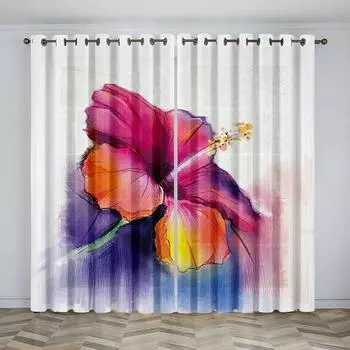 3D Печатные Шторы Красочные Красивые Цветы Печати Шторы Шторы Украшения Дома С Крючком Полиэстеровая Ткань W50H130(CM)x2&Hook