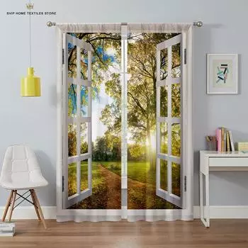 3D-печатные шторы с рисунком неба для спальни, гостиной, балкона и кухни. Украшения можно изготовить по индивидуальному заказу, 2 шт. W50X130H(CM)X2PCS&Grommet Top