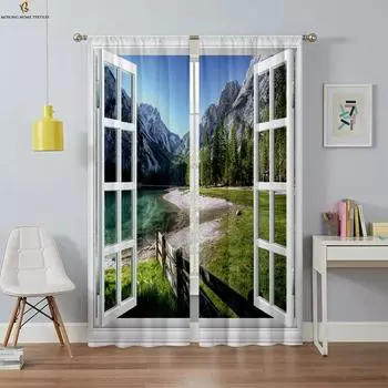 3D-печатные шторы с высококачественным черным шелком, затемняющие теплоизоляционные шторы для спальни, кабинета и гостиной, 2 шт. W50xH130(CM)x2PCS&Grommet Top