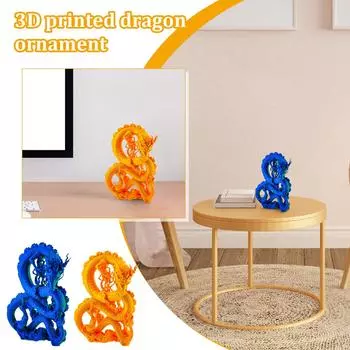 3D-печатные украшения в виде дракона благоприятного облака, игрушки для животных, украшения для дома, комнаты, автомобиля, настольные украшения, суставы не могут двигаться, дракон благоприятного облака One Size синий