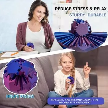 3D-печатный электрический мяч-шестерня с основанием для снятия стресса, двойной режим, вращающийся мяч, украшение, вращающаяся сфера-шестерня, сенсорная игрушка для игрушек на столе для детей и подростков