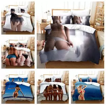 3D-печатный бикини, женское постельное белье, пляжная красота, пуховый пододеяльник, наволочка, 2/3 шт., мужское и мальчиковое покрывало, подарок, кровать размера «king-size» Baby 100x135cm