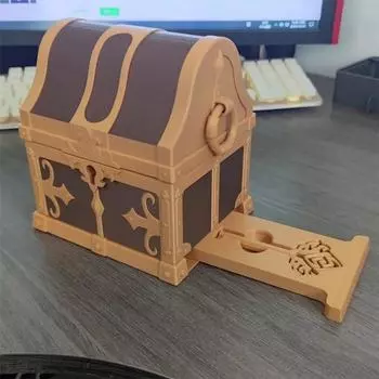 3D-печатный большой неоткрывающийся механизм сундук с сокровищами таинственная коробка для рождественского подарка коробка для украшения рабочего стола коричневый