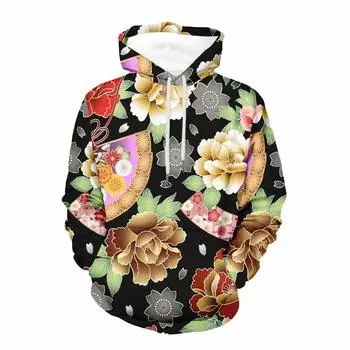 3D-печатный цветочный худи модная цветочная графическая толстовка Harajuku с длинным рукавом пуловеры уличная верхняя одежда женская XXS