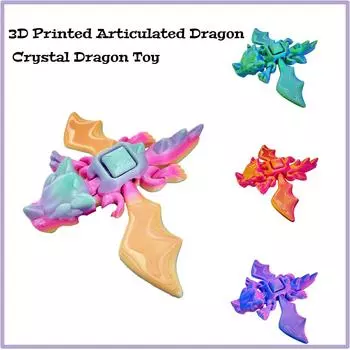 3D-печатный дракон 3D-печатный шарнирный дракон Игрушка-кристаллический дракон Игрушки для взрослых и детей Таинственный дракон One Size зелёный