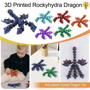 3D-печатный дракон 3D-печатный шарнирный кристаллический дракон игрушка для взрослых и детей игрушки таинственный дракон One Size