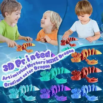 3D-печатный дракон 3D-печатный шарнирный МИНИ-дракон Игрушка-дракон из кристалла Игрушки для взрослых и детей Таинственный дракон One Size золотой