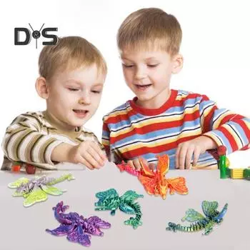 3D-печатный дракон, подвижный летающий дракон с крыльями бабочки, настольное украшение, коллекционная игрушка для снятия стресса в виде дракона для детей B