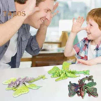 3D-печатный дракон, подвижный летающий дракон с крыльями бабочки, настольное украшение, коллекционная игрушка для снятия стресса в виде дракона для детей A