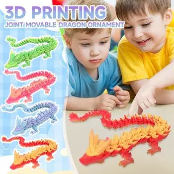 3D-печатный дракон с подвижными суставами, креативная игрушка-дракон в подарок One Size синий
