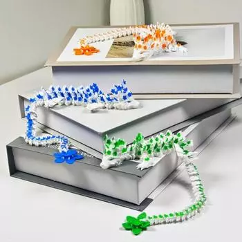 3D-печатный дракон Сакура 10,8 дюймов, шарнирный дракон с подвижными суставами, вращающийся хвост вишневого цвета, гибкая игрушка-фиджет для декора стола