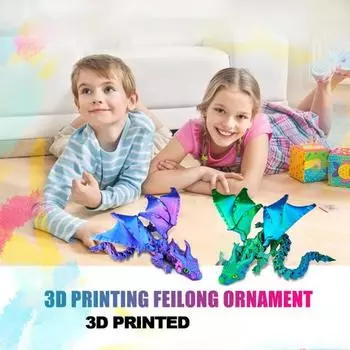 3D-печатный дракон, шарнирный дракон с крыльями, гибкий дракон, настольная игрушка для снятия стресса у домашних животных, декор для домашнего офиса