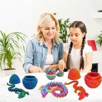 3D-печатный дракон, шарнирный розовый дракон в яйце, коллекционное украшение, игрушка-дракон для снятия стресса с подвижными суставами для декора полки стола