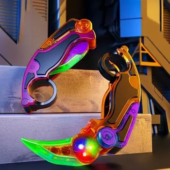 3D печатный гравитационный нож-коготь, игрушка для снятия стресса, бабочка, складной нож-коготь, светящийся нож-коготь, телескопическая вращающаяся игрушка фиолетовый